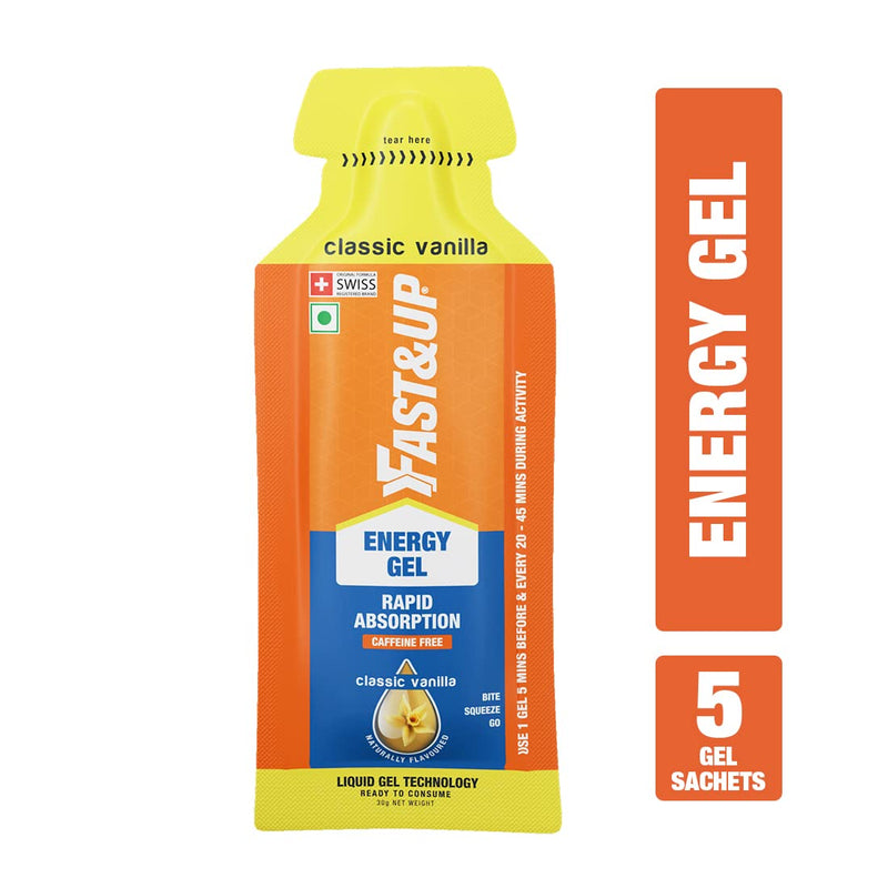 FAST&UP Energy Gel - Vanilla Flavour (Decaf) - Pack of 5